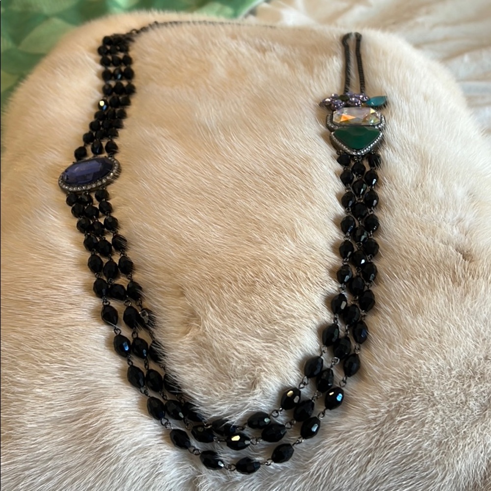 Black long statement necklace. 36 inches